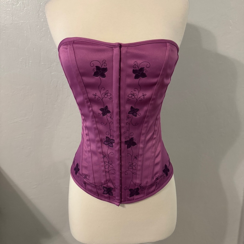Vintage Y2K Charlotte Russe Purple Floral Corset - Picture 2 of 9